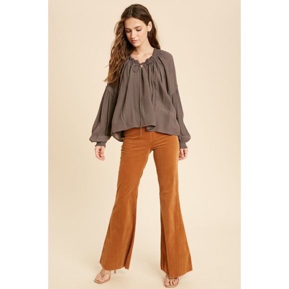 Wishlist drawstring scoop neck blouse relaxed fit size S/M - Picture 12 of 12